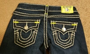 Pantalones de mezclilla para mujer LN True Religion Billy Super T, talla 25, blanco/verde neón... - Imagen 1 de 6