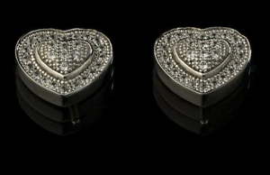 Pendientes Bersani Carino circonita corazón plata real 925 plata de ley unisex - Imagen 1 de 2
