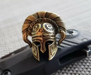 "Spartan Helmet" Bead for Knife or Torch lanyard Hand made Brass - Bild 1 von 2