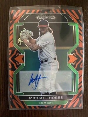 2022 Panini Prizm Draft Picks Michael Hobbs Auto /25 Dodgers Tiger Stripe SP RC - Image 1 of 2