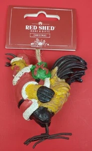 Rooster Santa Ornament Gifts Metal Feet Decoration New - Picture 1 of 5