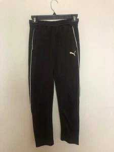 Puma Boys Athletic Pants Size YL Black White Stripe Drawstring Zipper Pockets - Picture 1 of 8