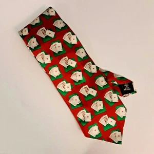 Tango Men's All Silk Tie Royal Flush Red Green White 4X58 Excellent Condition - Picture 1 of 3