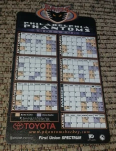 Vtg PHILADELPHIA PHANTOMS REFRIGERATOR MAGNET TEAM SCHEDULE 2001-2002 HOCKEY AHL - Picture 1 of 1