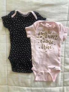 Gerber 3-9 month Bodysuit Baby Girl 2 Piece ORGANIC Cotton Dream True Onesies - Picture 1 of 6