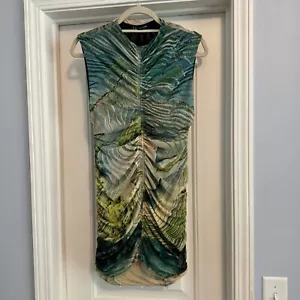 New ZARA Large Multicolored Printed Tulle Dress Fitted Bodycon Art Y2K 5039/330 - Picture 1 of 7
