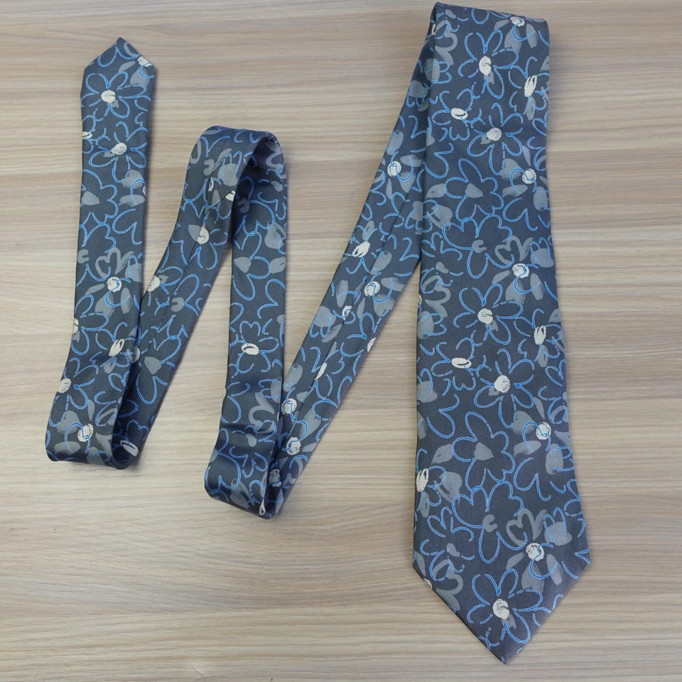 UNGARO Neck Tie Mens Blue Floral Silk Flower Print Spring Formal Casual ITALY - Image 1 of 4