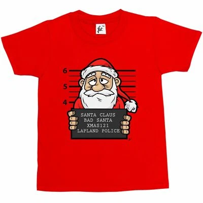 FANCY A T-SHIRT Bad Santa Lapland Police Mugshot Of Santa Claus Kids Boys / Girls T-Shirt