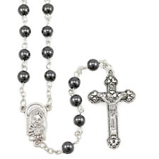 Rosary Hematite Round Beads Madonna Child