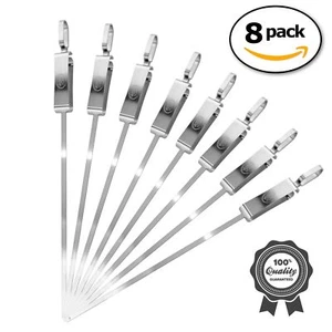BBQ Stainless Steel Kabob Skewers for Barbecue Stick Grilling, 16 Inch Long W... - Picture 1 of 6