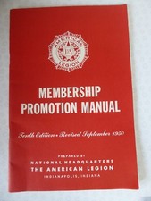 U.S American Legion Membership Promotion Manual Tenth Edition Revised Sept 1950