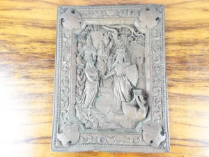 Antique 19thC Bas Relief Copper Art Engraved Panel Ancient Warrior Peartree & Co - Picture 1 of 12