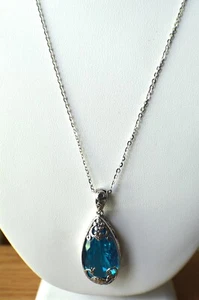 26.35ct Caribbean Quartz Triplet Pendant with 20" Chain ~ Fine Sterling Silver - Picture 1 of 9