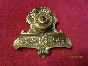 Vintage Brass Cast Inkwell Ink Well - Made in England - No Glass Insert heavy - Picture 1 of 4