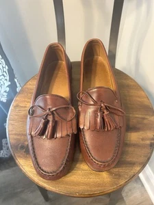 Footjoy Mens Loafer Dress Shoes Brown Leather Kiltie Tasseled Slip On USA 10.5 E - Picture 1 of 6
