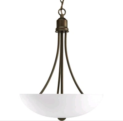 Progress Lighting Pendant 20.62" w/ Etched Glass Antique Bronze Foyer 2-Light - Image 1 of 4