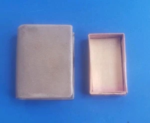 Vintage Beige Leather Match Box Cover Holder - Picture 1 of 6
