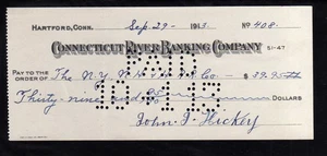 5E127 - 1913    CONNECTICUT RIVER BANKING CO. - HARTFORD, CONN - Picture 1 of 2