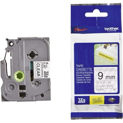 Brother TZe-S121 Labelling Tape Cassette, Black on Clear, 9mm (W) x 8M (L) - image 1 of 4