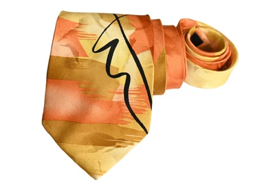 Gravata masculina Jerry Garcia laranja/largura listrada: 3,7/8" comprimento: 59" seda - Imagem 1 de 3