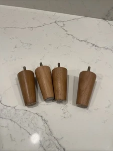 Set 4 Wood Legs 3 3/4” Tapered Wooden Modern Small Furniture Screw-On - Picture 1 of 4