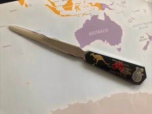 Australiana Themed Letter Opener Lucite Black Handle - Picture 1 of 4