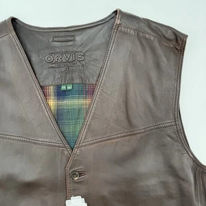 Orvis Lederweste Dunkelbraun Herren Größe XXL Neu - Bild 1 von 14