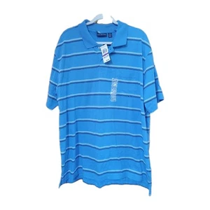 Jonh Ashford Mens Sz XXL Blue Stripe Short Sleeve Chest Pocket Jersey Polo Nwt - Picture 1 of 8