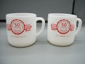 Vintage Federal The Spero Electric Corp. Werbung Milchglas Kaffeebecher X2 - Bild 1 von 8
