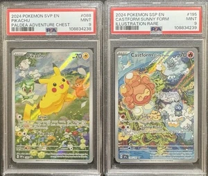 SEQUENTIAL PSA 9 PIKACHU 088 & CASTFORM SUNNY FORM SURGING SPARKS POKEMON - Picture 1 of 2
