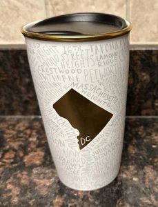 Starbucks Washington DC Ceramic Double Wall Travel Tumbler White Gold 2017 12oz - Bild 1 von 7