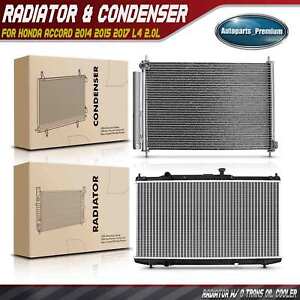 2× Aluminum Radiator & AC Condenser Cooling Kit for Honda Accord 2014-2015 2017 