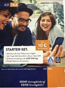 Zestaw startowy Aldi Talk / saldo startowe 10 euro MEDION mobile z kartą SIM - Zdjęcie 1 z 1