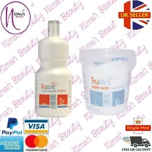 SETS OF TRUZONE CREAM PEROXIDE 12% (40 VOL) 1000ML&RAPID WHITE HAIR BLEACH 500GM - Picture 1 of 4