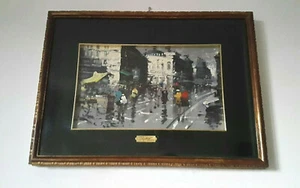 Antique oil on table, signed city glimpse, coeva frame. - Picture 1 of 8