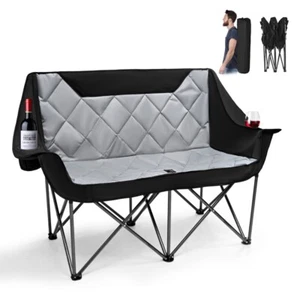 Faltbar Campingstuhl Sofa Duo Deluxe Doppel Lounge 2 Personen Klappstuhl 500kg - Bild 1 von 9