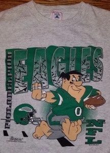 NFL Philadelphia Eagles Flintstones Football Basic Ash T shirt vtg HN2467 - Picture 1 of 2