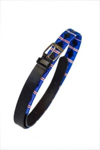 Polo in pelle premium argentina con cinture fatte a mano marrone 28"" - 48"" blu/rosso - Foto 1 di 1
