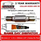 Exhaust Clamp-On Flexi Tube Joint Flexible Pipe Repair 38 X 250Mm 1.5"X10"Inch