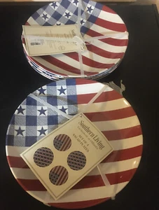 Southern Living Holiday Melamine Americana Salad Plates, Set of 8 New - Picture 1 of 12