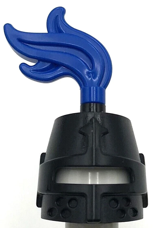 Lego New Black Minifigure Headgear Helmet Castle Slit Blue Plume Feather Knight - Image 1 of 1