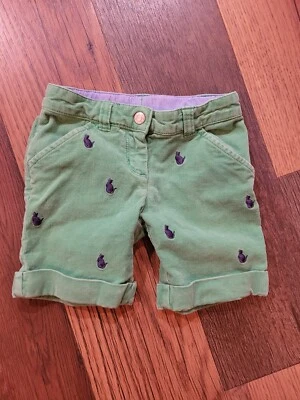 Vintage Talbots kids Green Cord w/Embroidered Cat Roll Cuff Preppy Shorts Girl 4 - Image 1 of 4