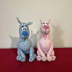 Vintage Plüsch rosa & blau Gingham Stofftier Scooby Doo - Bild 1 von 5