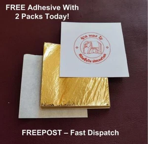 Gold Leaf Gilding Sheets 24K Colour 12 Grams Art Crafts Design With Gilder's Tip - Picture 1 of 8