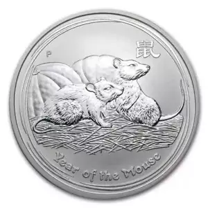 2008 Year Mouse Silver Coin - 1 oz Australia | BU, Capsule - Picture 1 of 2