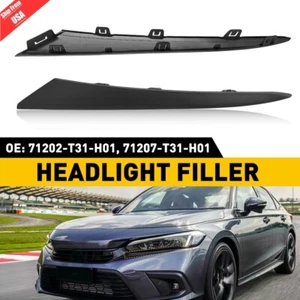 2x Headlight Eyelid Molding Trim Lower Filler Cover For 2022-2024 Honda Civic - Picture 1 of 12