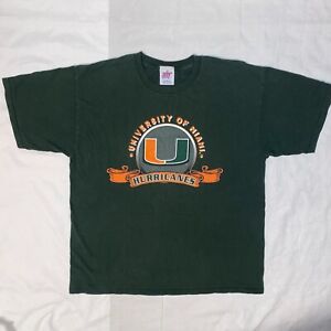 Vintage University Of Miami Hurricanes Football Joy Athletic Green Tshirt - XL