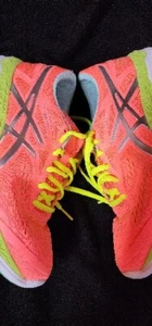 ASICS T583N.3107 33 FA SIZE 7 WOMENS Coral/Yellow Mesh/Synthetic Running Shoes - Picture 1 of 8