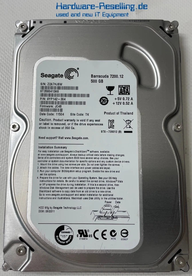 Seagate barracuda 500GB 3,5 " SATA III 6G 7.2K 16MB ST3500413AS 9YP142-304 - Immagine 1 di 1