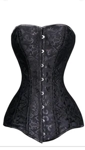 21in  Steel Boned Overbust Lace Satin Corset Waist Trainer Shaper Heavy Duty 3XL - Picture 1 of 7